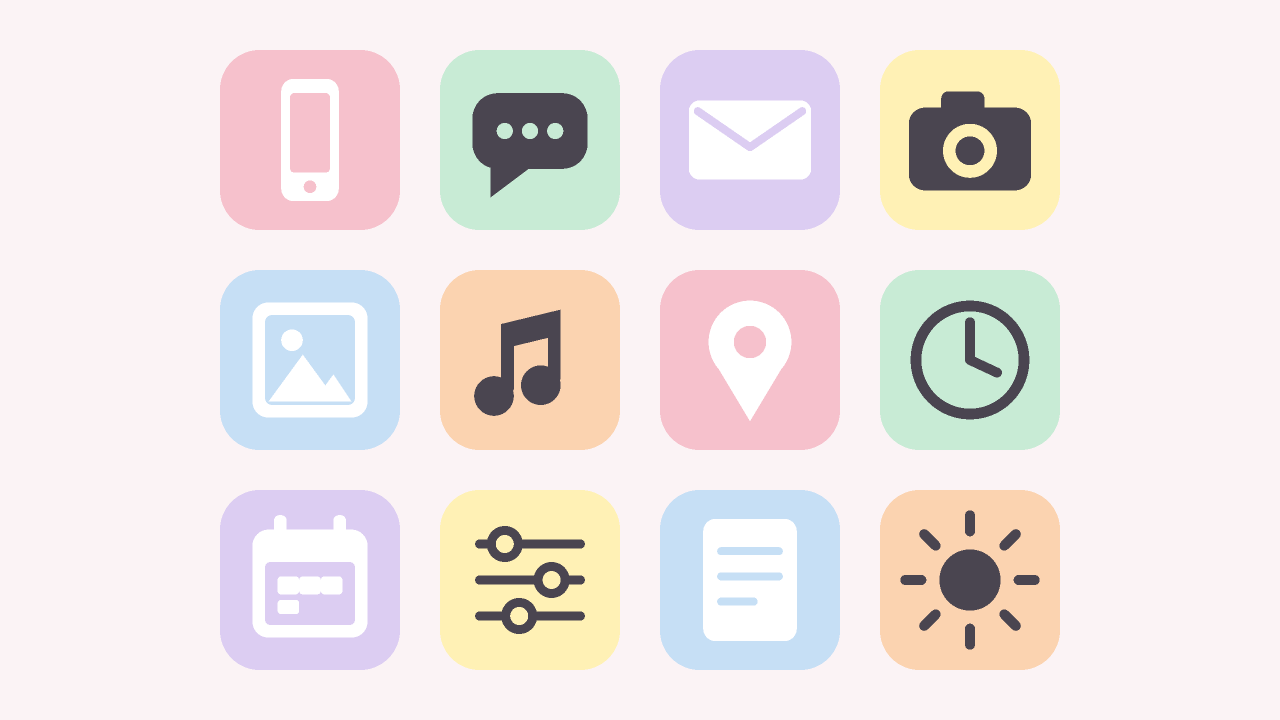Preview of the pastel icon pack